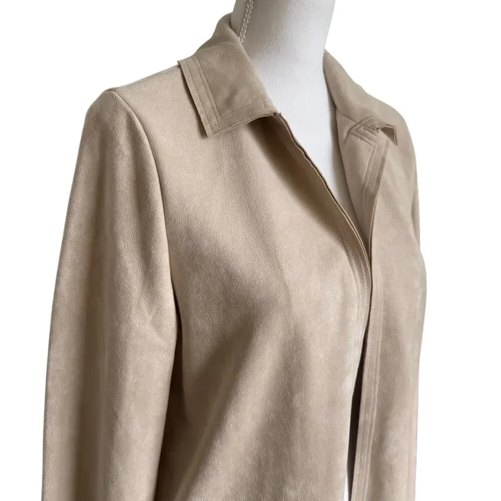 Philosophy Republic Duster Jacket Size Missing Faux Suede Leather Beige Long